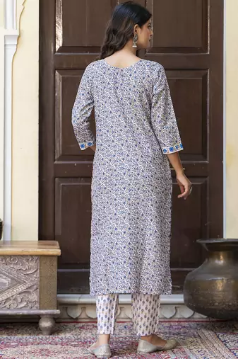 Light-beige cotton kota checks salwar suit