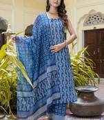 Blue cotton kota checks salwar suit