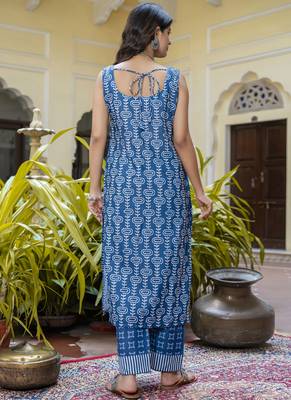 Blue cotton kota checks salwar suit 3