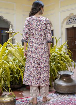 Cream cotton kota checks salwar suit 3