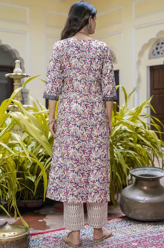 Cream cotton kota checks salwar suit