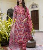 Pink cotton kota checks salwar suit