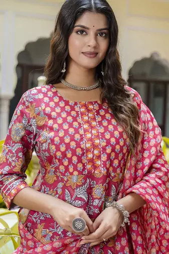 Pink cotton kota checks salwar suit