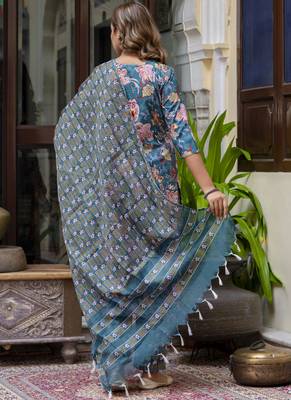 Teal cotton kota checks salwar suit 4