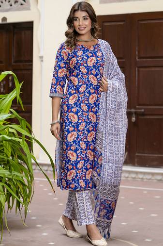 Light-purpel cotton kota checks salwar suit