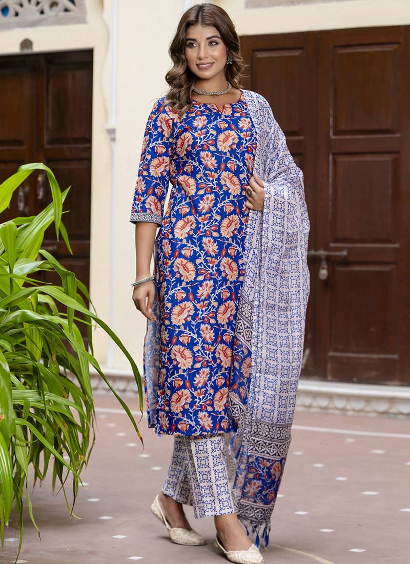 Light-purpel cotton kota checks salwar suit