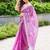 Light pink embroidered shimmer chiffon bollywood saree with blouse