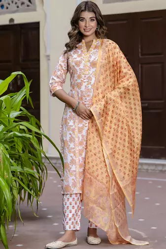 Light-sky blue cotton kota checks salwar suit