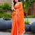 Orange embroidered shimmer chiffon bollywood saree with blouse