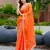 Orange embroidered shimmer chiffon bollywood saree with blouse
