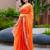Orange embroidered shimmer chiffon bollywood saree with blouse