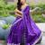 Violet embroidered shimmer chiffon bollywood saree with blouse