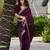 Wine embroidered shimmer chiffon bollywood saree with blouse