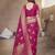 Hot pink woven self design pure paithani silk saree with blouse