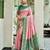 Baby pink floral print silk blend paithani saree with blouse