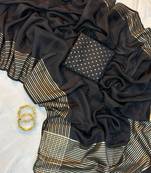 Black Color  zari border with rich pallu Work  silk saree