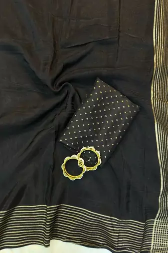 Black Color  zari border with rich pallu Work  art silk saree