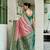 Baby pink floral print silk blend paithani saree with blouse