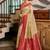 Beige floral print silk blend paithani saree with blouse