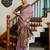 Lavender floral print silk blend paithani saree with blouse
