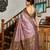 Lavender floral print silk blend paithani saree with blouse