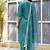 Dark-turquoise embroidered blend silk salwar suit