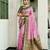 Pink floral print silk blend paithani saree with blouse