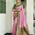 Pink floral print silk blend paithani saree with blouse