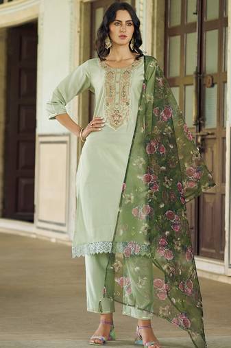 Pastel embroidered viscose rayon salwar suit