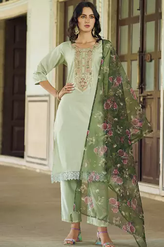 Pastel embroidered viscose rayon salwar suit