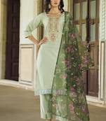 Pastel embroidered viscose rayon salwar suit