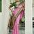 Pink floral print silk blend paithani saree with blouse
