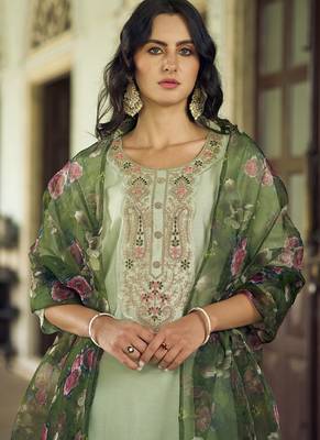 Pastel embroidered viscose rayon salwar suit 2