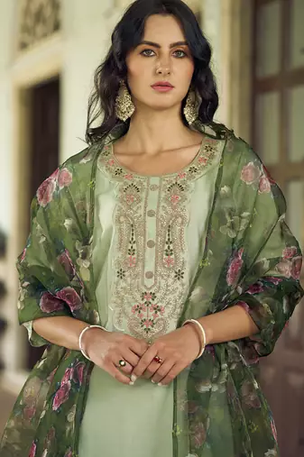 Pastel embroidered viscose rayon salwar suit