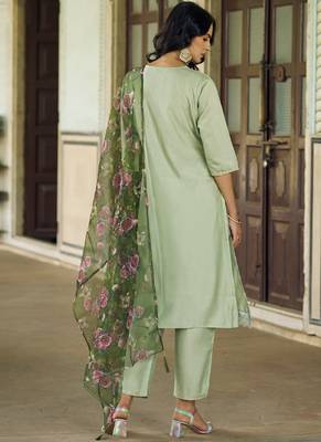 Pastel embroidered viscose rayon salwar suit 3