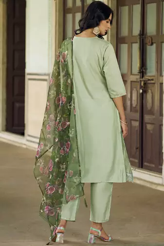 Pastel embroidered viscose rayon salwar suit