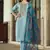 Light-grey embroidered viscose rayon salwar suit