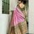 Pink floral print silk blend paithani saree with blouse
