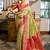 Pista green floral print silk blend paithani saree with blouse