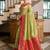 Pista green floral print silk blend paithani saree with blouse