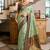 Sea green floral print silk blend paithani saree with blouse