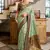 Sea green floral print silk blend paithani saree with blouse