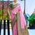 Baby pink woven silk blend paithani saree with blouse
