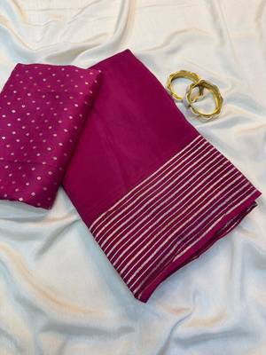 Pink Color  zari border with rich pallu Work  art silk saree 3