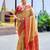 Beige woven silk blend paithani saree with blouse