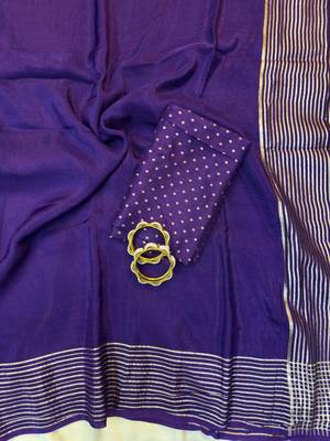 Purple Color  zari border with rich pallu Work  art silk saree 2