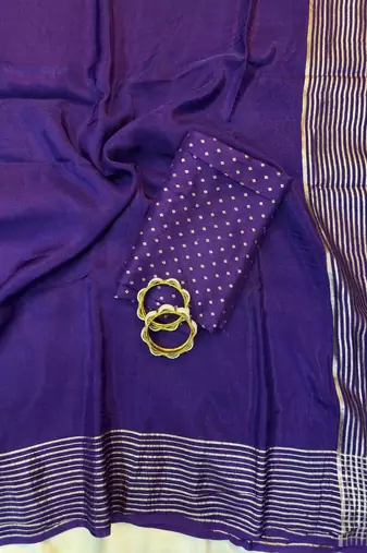 Purple Color  zari border with rich pallu Work  art silk saree