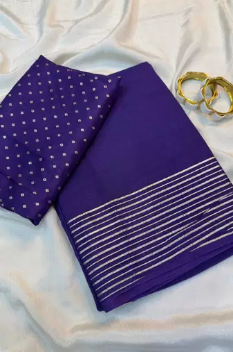 Purple Color  zari border with rich pallu Work  art silk saree