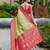 Green woven silk blend paithani saree with blouse
