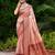 Peach woven silk blend paithani saree with blouse